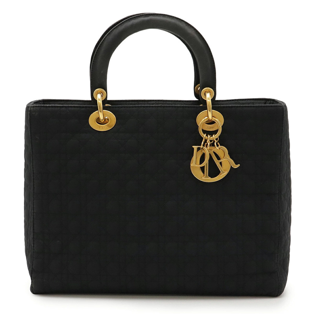 Christian Dior Lady Cannage Handbag Tote Bag Black